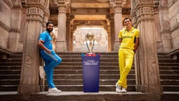 india captain rohit sharma and australia captain pat cummins pose with the world cup 2023 trophy pt 182106766 16x9 0