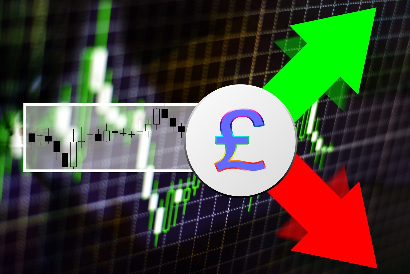 Pound,Sterling,Symbol,Over,Candlesticks,Graph,Background ,Business,Or,Forex