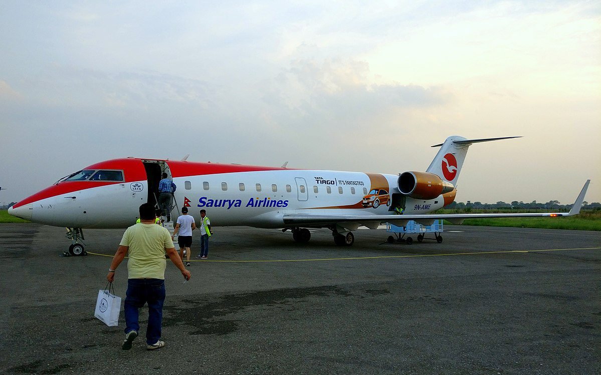 px Saurya Airlines nd Bombardier CRJ holding Nepalese Civil Registration 'N AME'