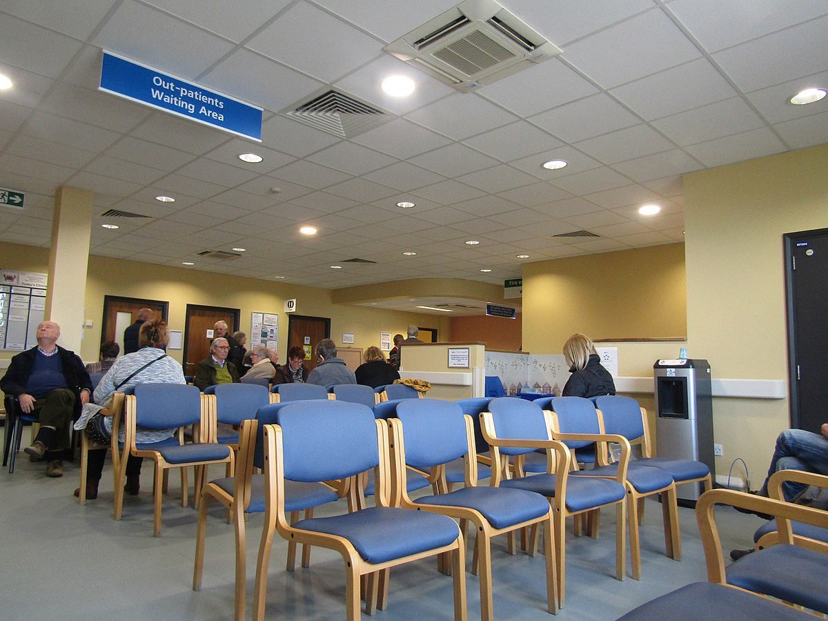 Out patients waiting room inside Cromer and District Hospital