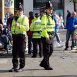 Greater Manchester Police officers in Piccadilly Gardens (Manchester, England)