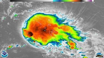 Infrared imagery of Hurricane BeryI NESDIS