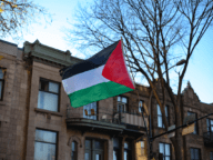 Palestinian flag on Park avenue in Montreal