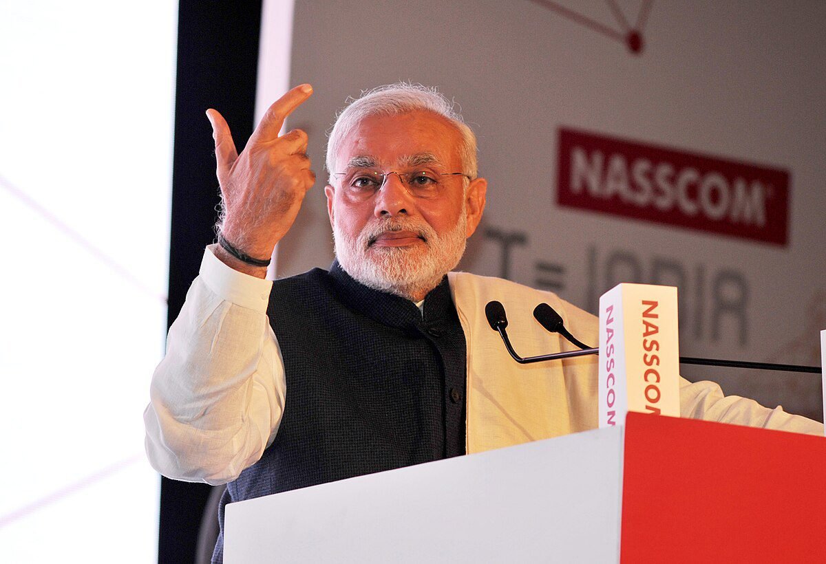 Prime Minister Narendra Modi addresses an event marking the completion of years of NASSCOM