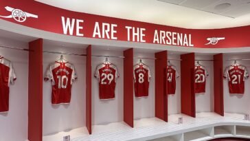 Arsenal dressing room Emirates Stadium