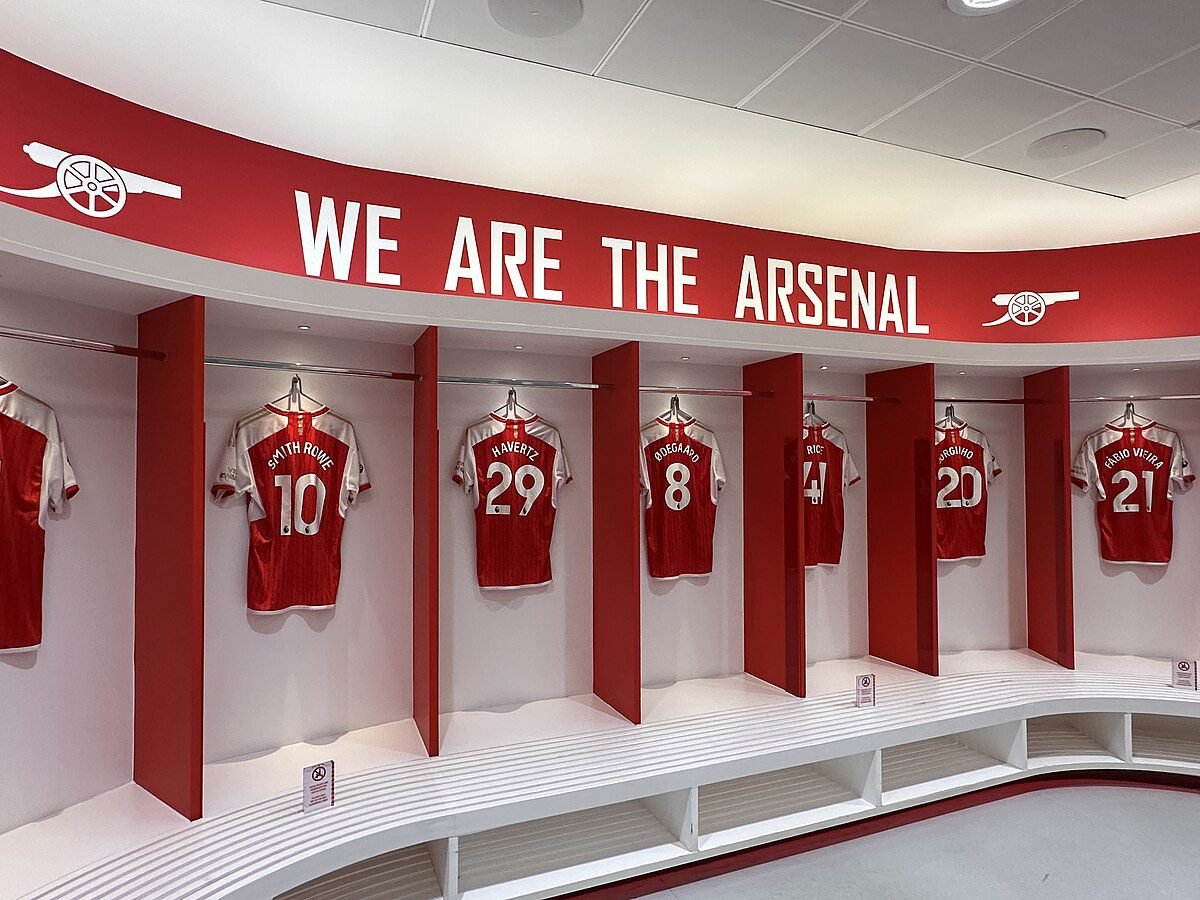 Arsenal dressing room Emirates Stadium