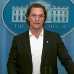 Matthew McConaughey speaking at the White House June