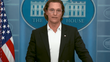 Matthew McConaughey speaking at the White House June