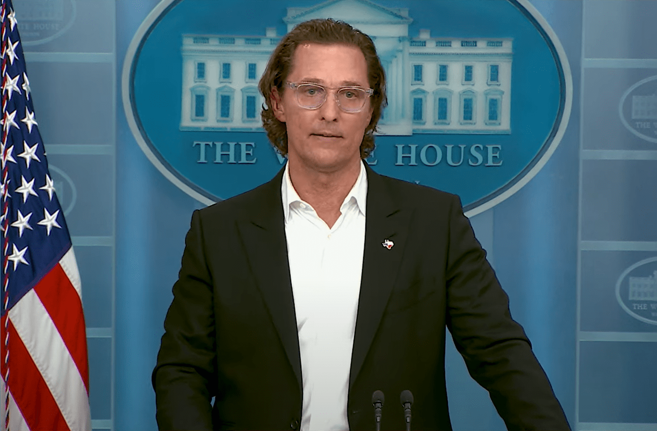 Matthew McConaughey speaking at the White House June