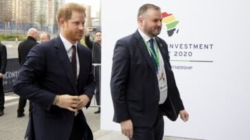 Prince Harry arrives at the UK Africa Investment Summit in London January () ()