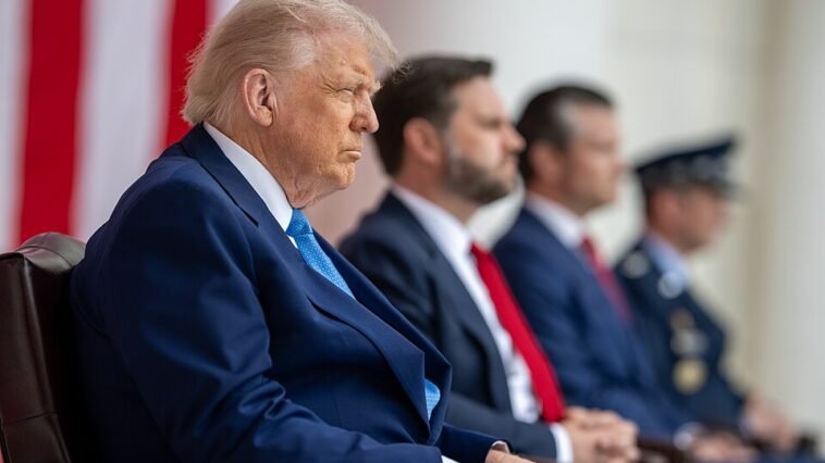PDT President Donald Trump arrives at Arlington National Cemetery
