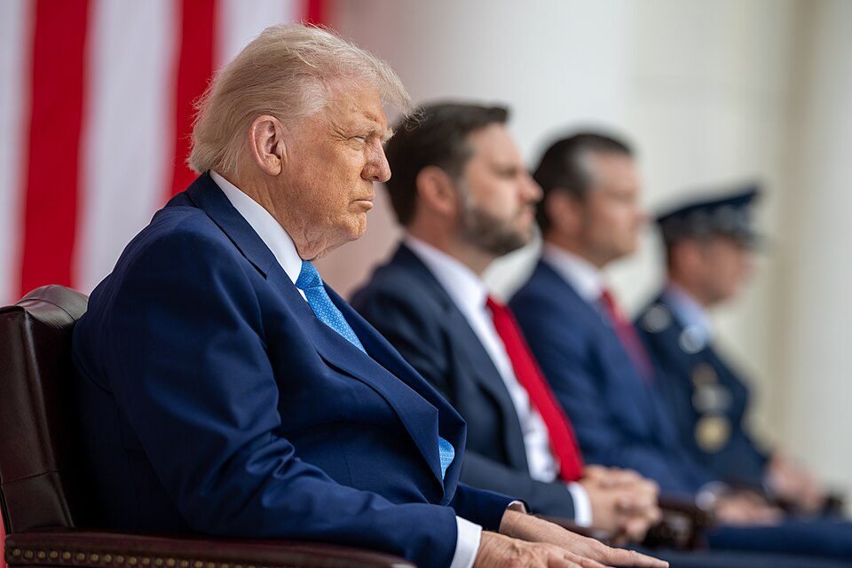 PDT President Donald Trump arrives at Arlington National Cemetery