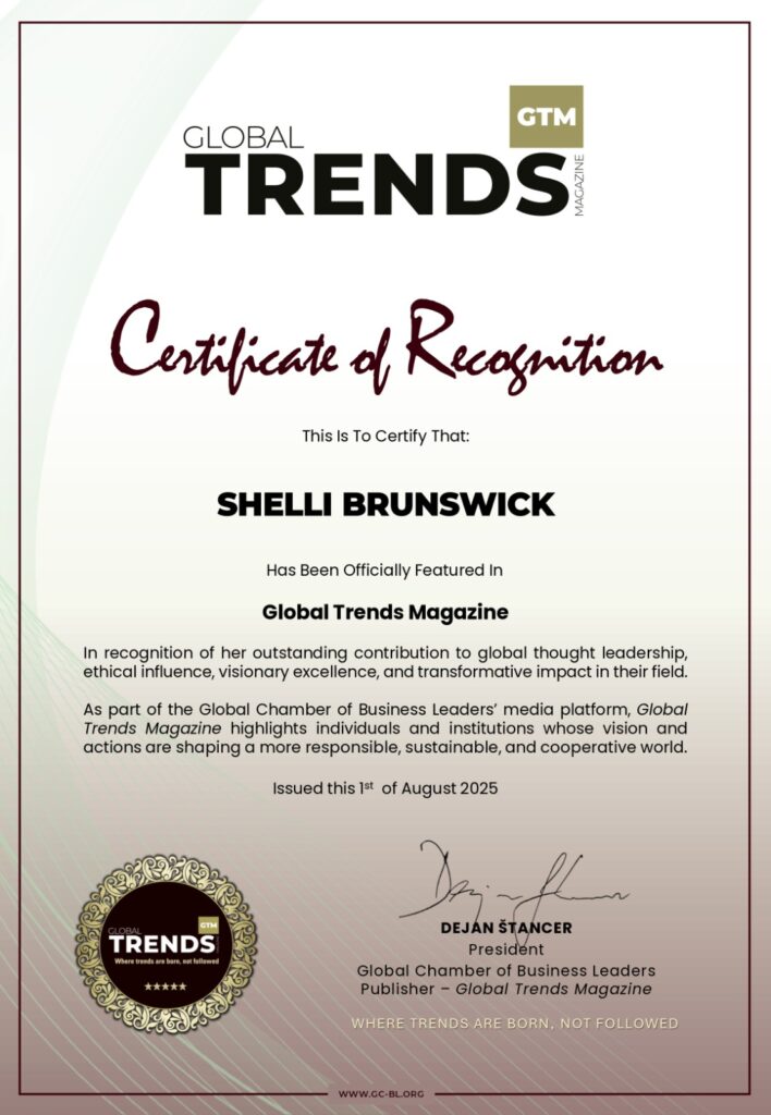 Certificate of Recognition Shelli Brunswick